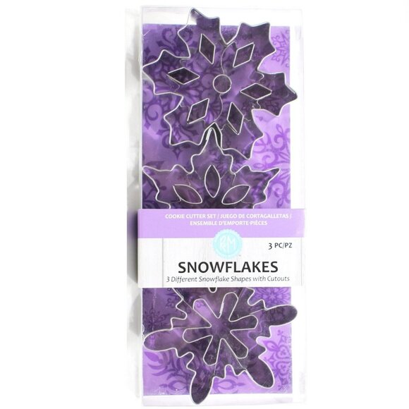 R&M Int'l Snowflake 3" Cookie Cutters w with Interior Cut-Outs - 3 Pc Set - Picture 1 of 3